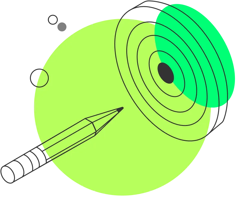 Illustration of a pencil aiming at a green target