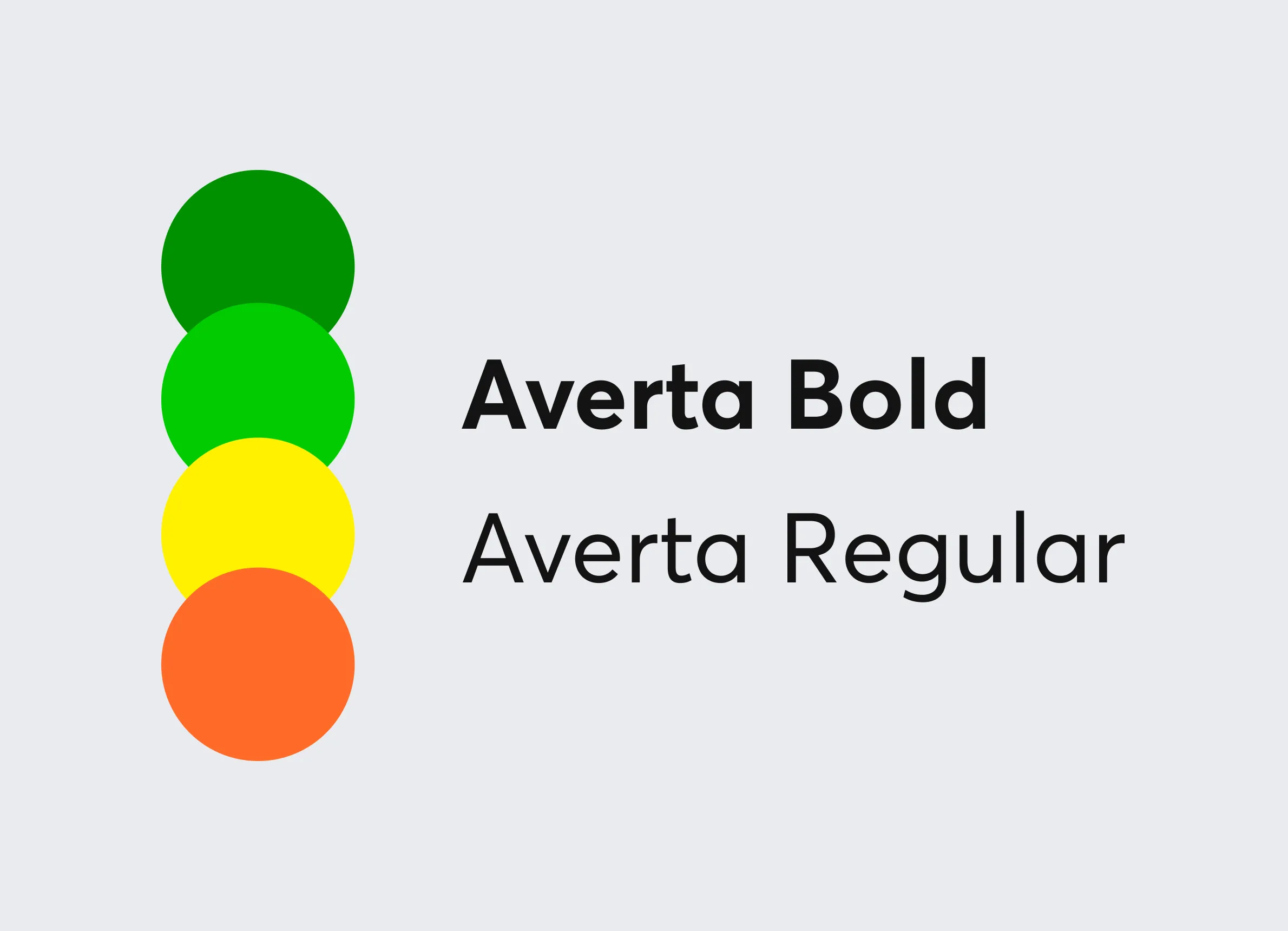 Ivy Global brand colors, three greens to yellow and orange, with Averta Bold and Averta Regular type